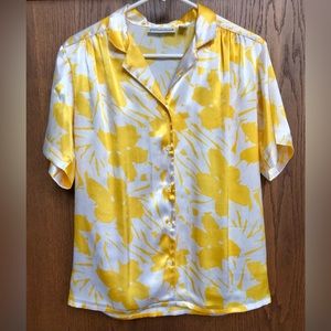 Sheridan Square Women's Vintage Hawaiian Aloha Shirt Size 8 Yellow Floral Flower